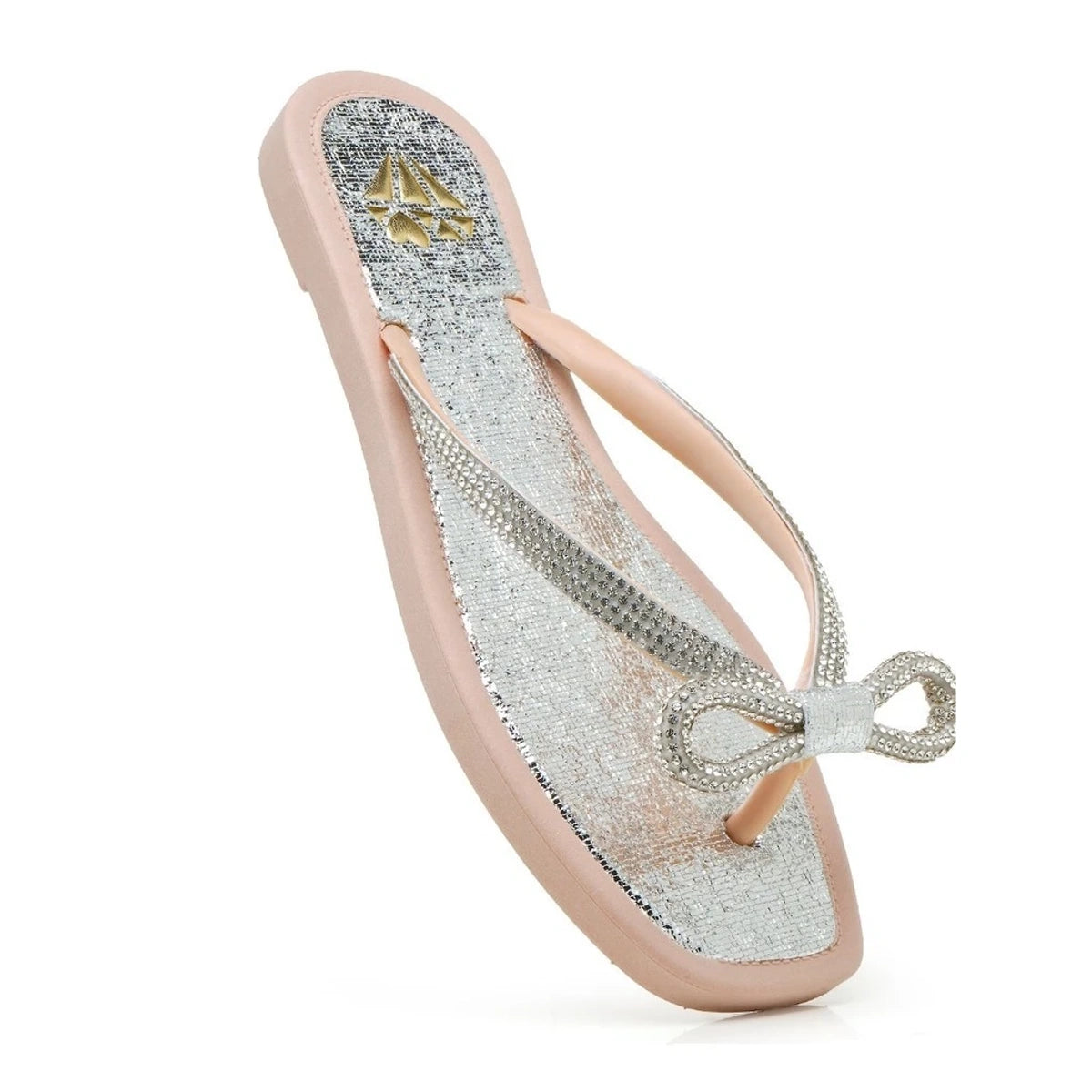 Chinelo Feminino Metalizado com Laço
