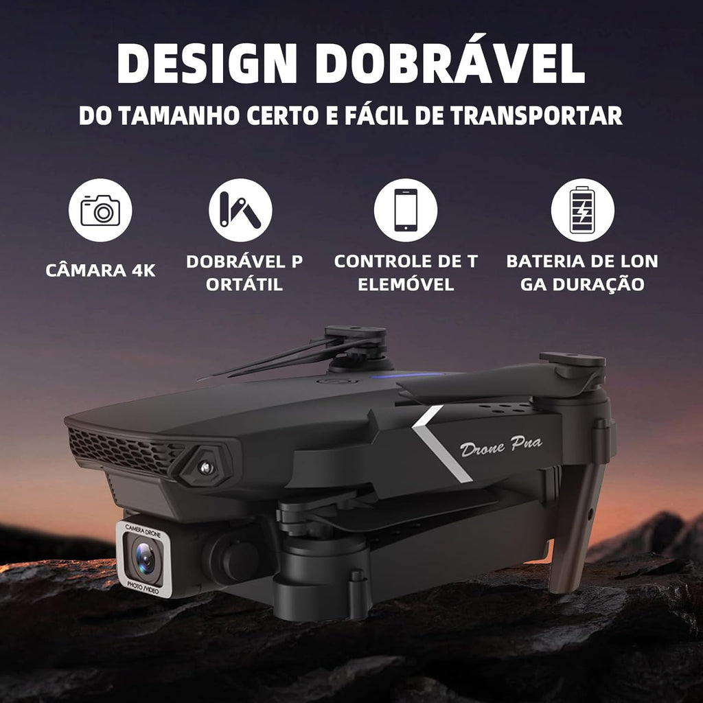Drone com Camera E88 Drone FPV Mini Drone Dobrável 4K HD Câmeras Quadricóptero