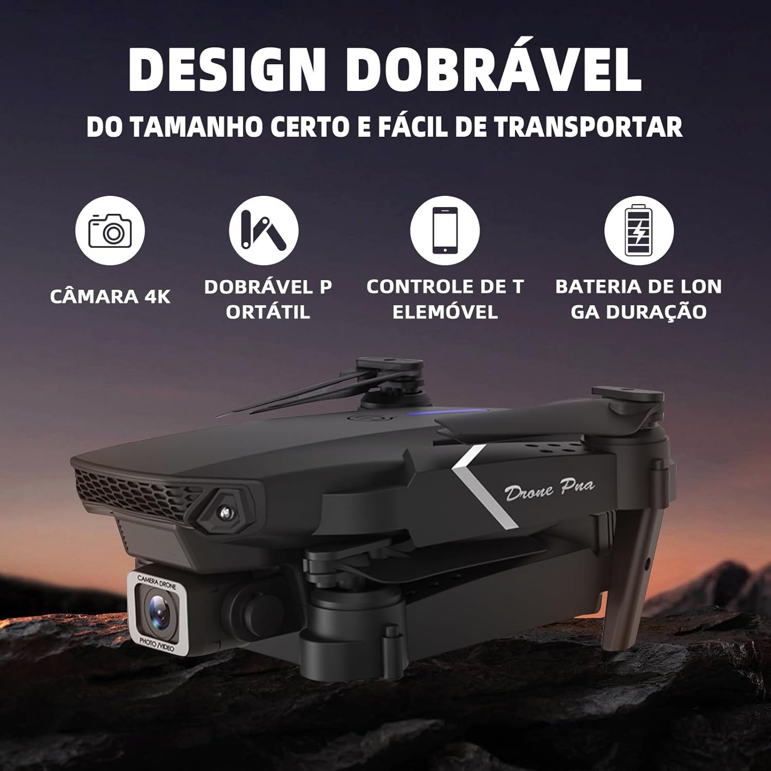 Drone com Camera E88 Drone FPV Mini Drone Dobrável 4K HD Câmeras Quadricóptero