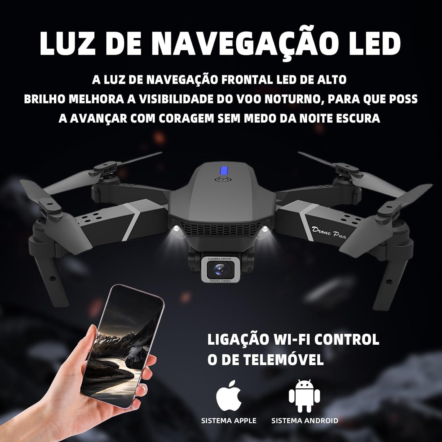Drone com Camera E88 Drone FPV Mini Drone Dobrável 4K HD Câmeras Quadricóptero