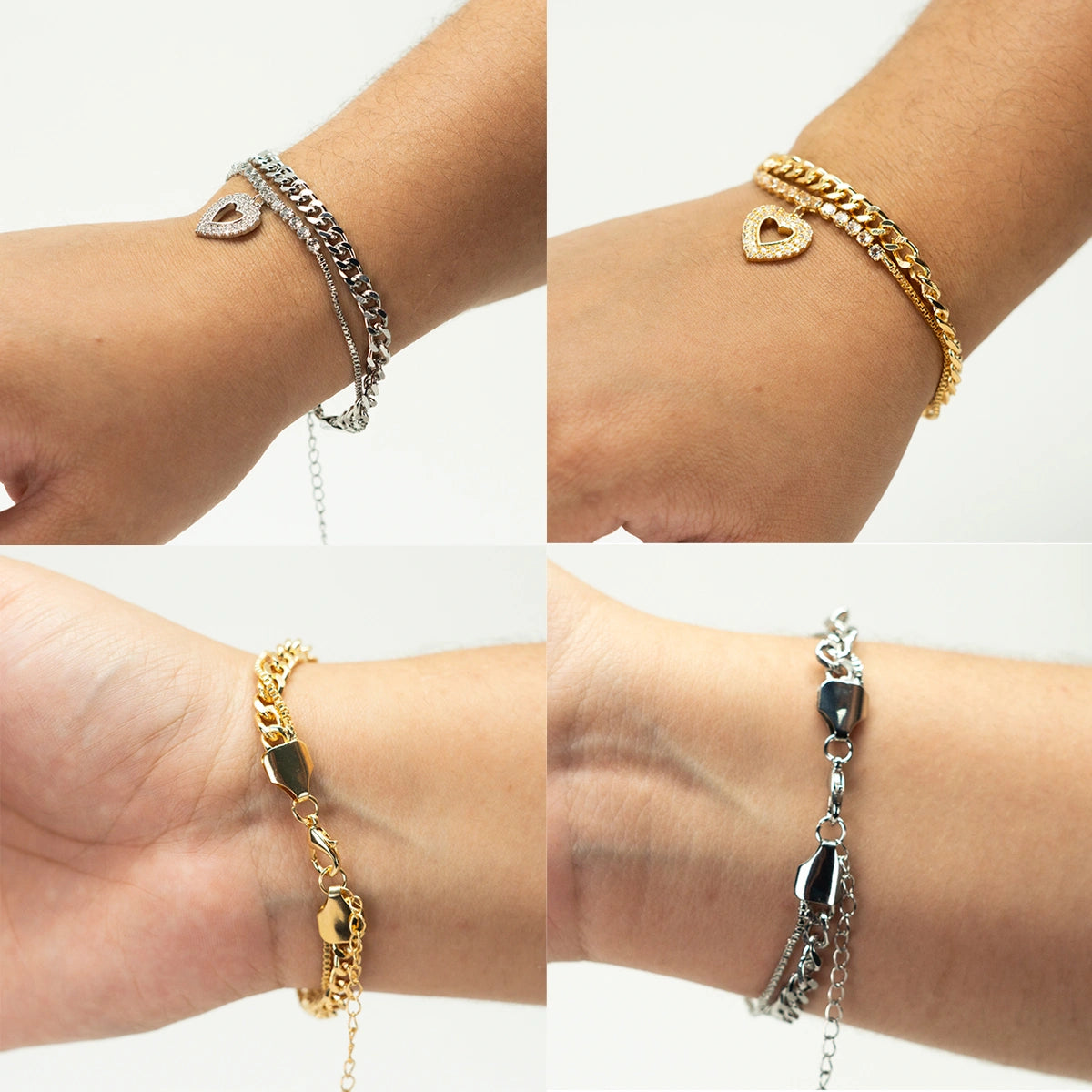 Pulseira Cravejada com pingente Coração