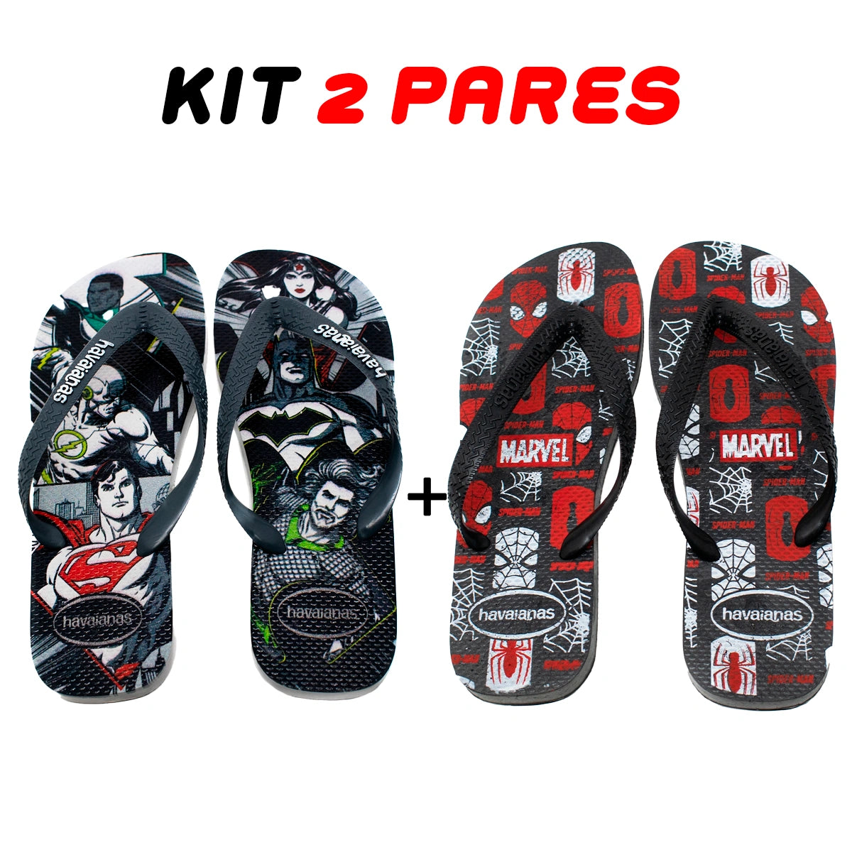 Kit 2 Chinelos Masculino Havaianas Heróis
